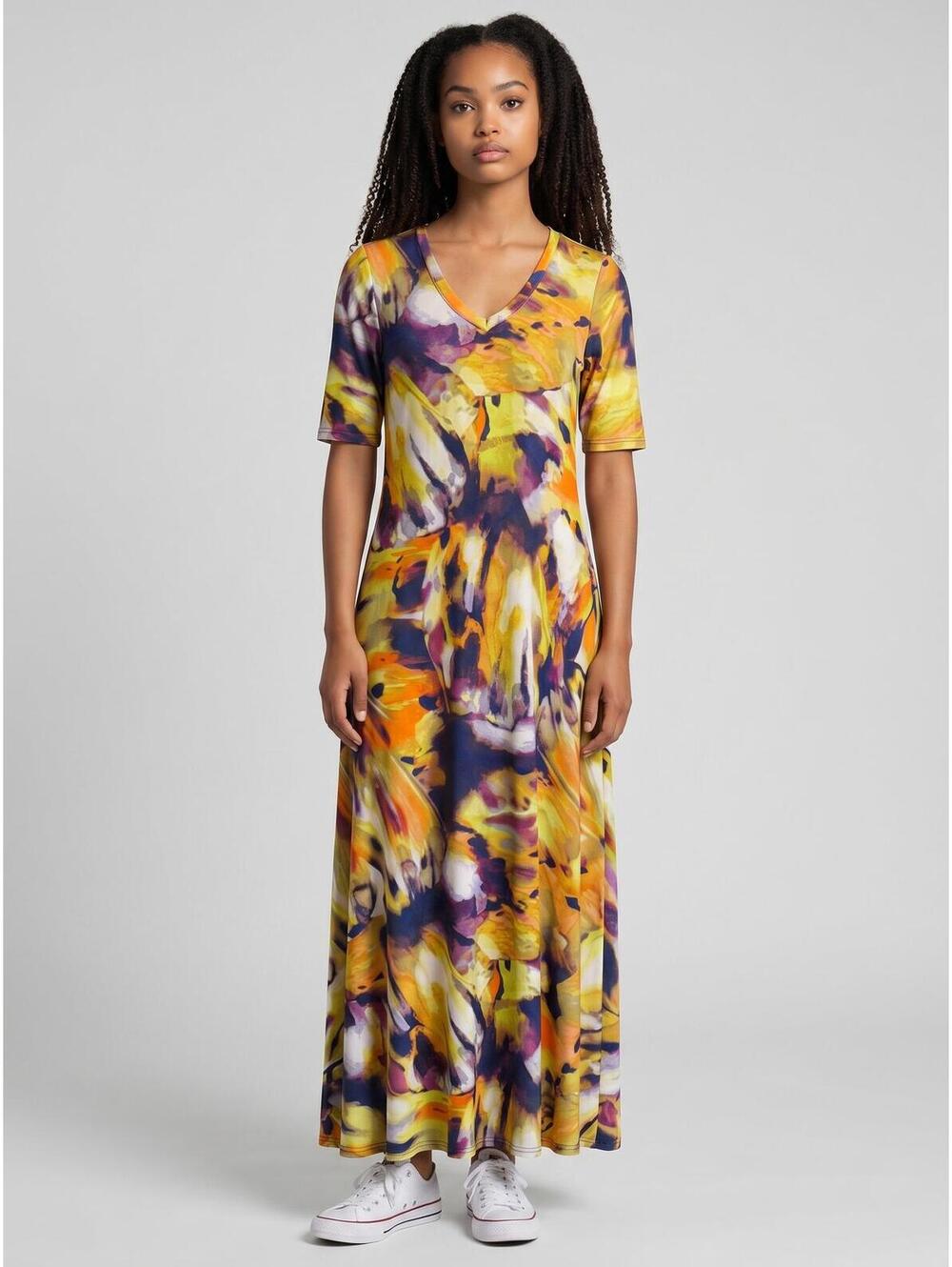 Attitudes by Renee EUC Dress-Size Small-Yellow Multi